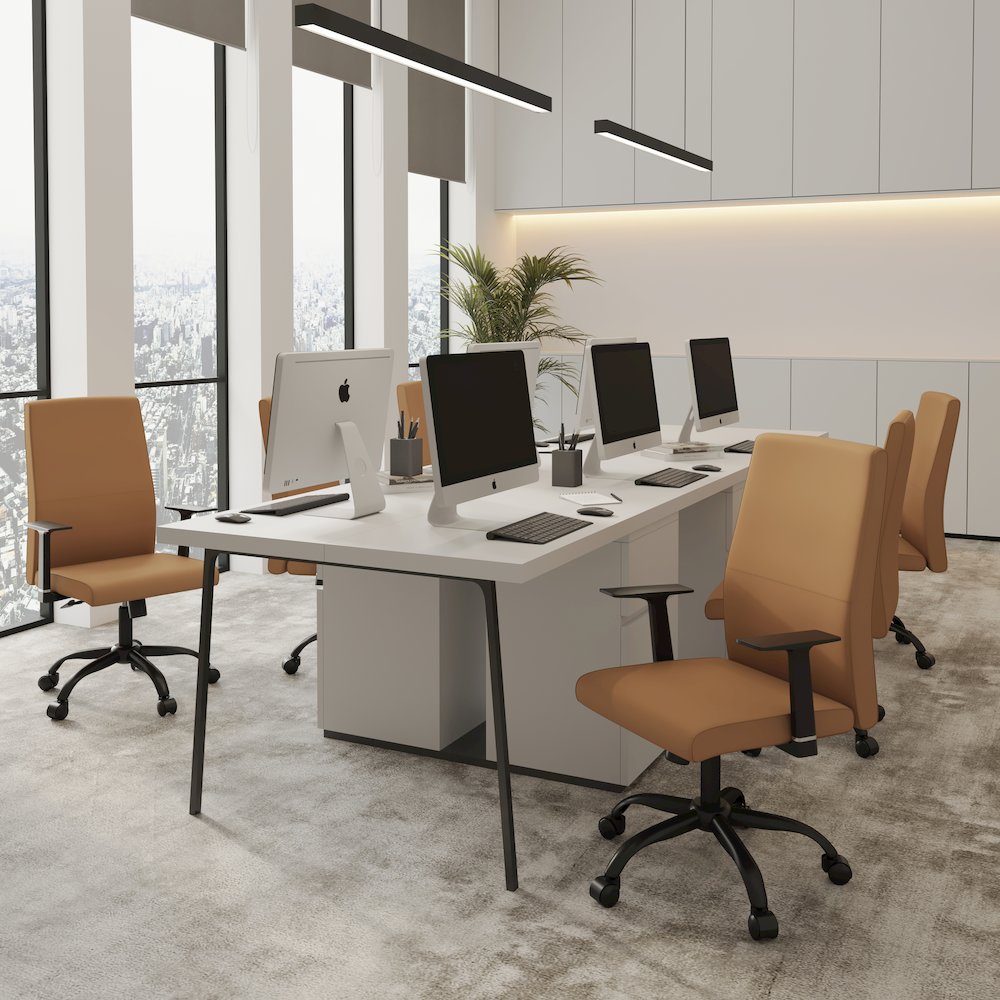 Evander Series Office Guest Chair in Acorn Brown Leather