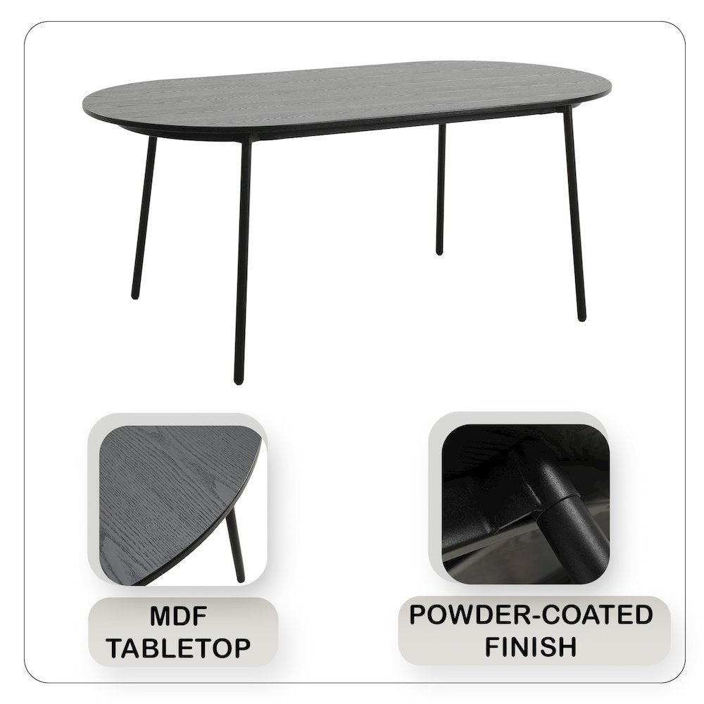 Tule 9-Piece Dining Set in Steel Frame with 8 Upholstered Seat Dining Table