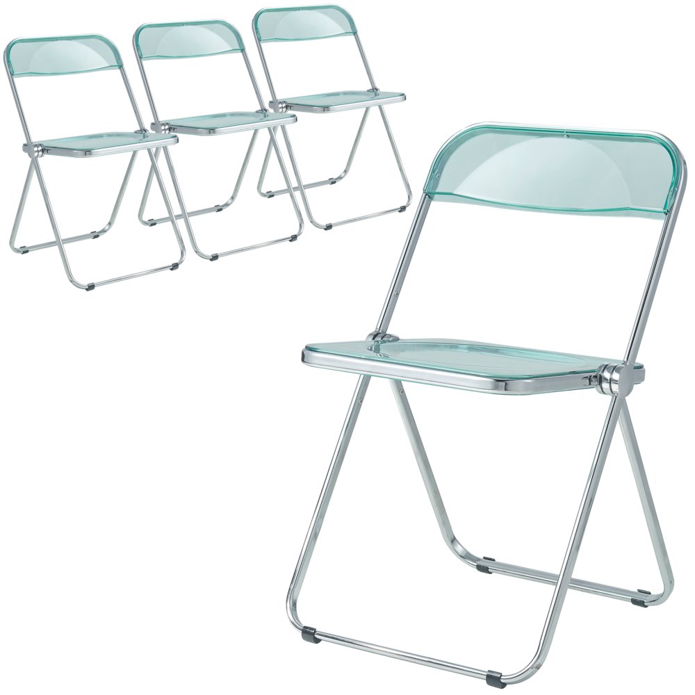 Lawrence Acrylic Folding Chair With Metal Frame, Set of 4