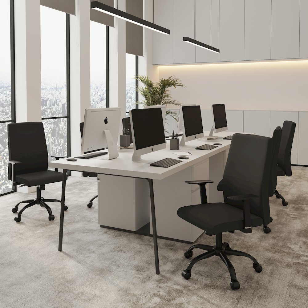 Evander Series Office Guest Chair in Black Leather