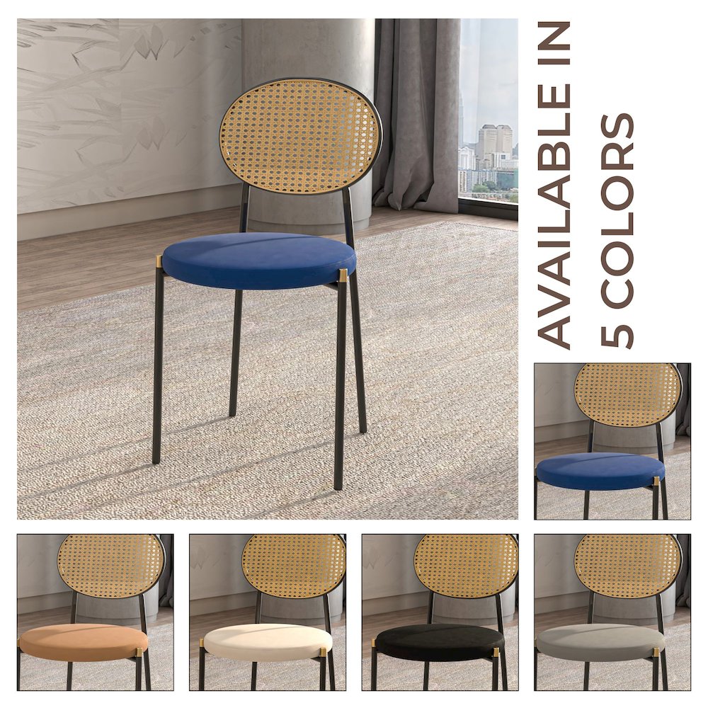 Euston Modern Wicker Dining Chair with Velvet Round Seat