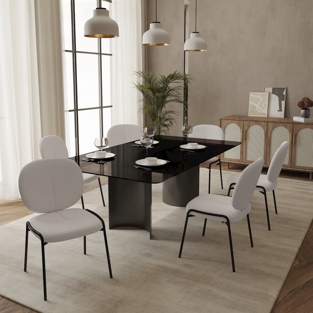 Celestial Mid-Century Modern Boucle Dining Side Chair