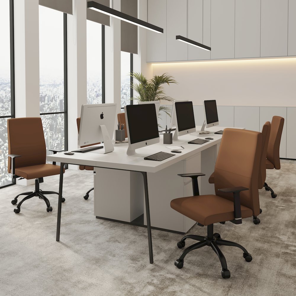 Evander Series Office Guest Chair in Dark Brown Leather