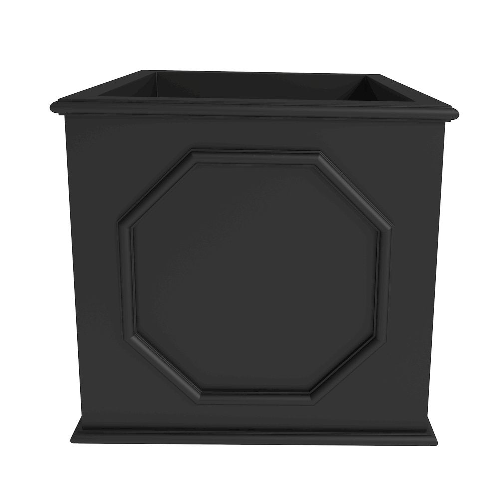Sprout Series Cubic Fiber Stone Planter in Black 25.6 Cube