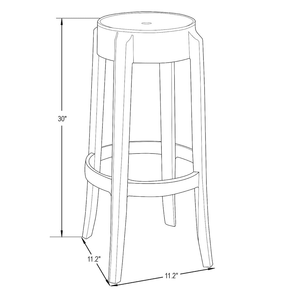 Averill Plastic Barstool with Clear Acrylic Seat and Legs