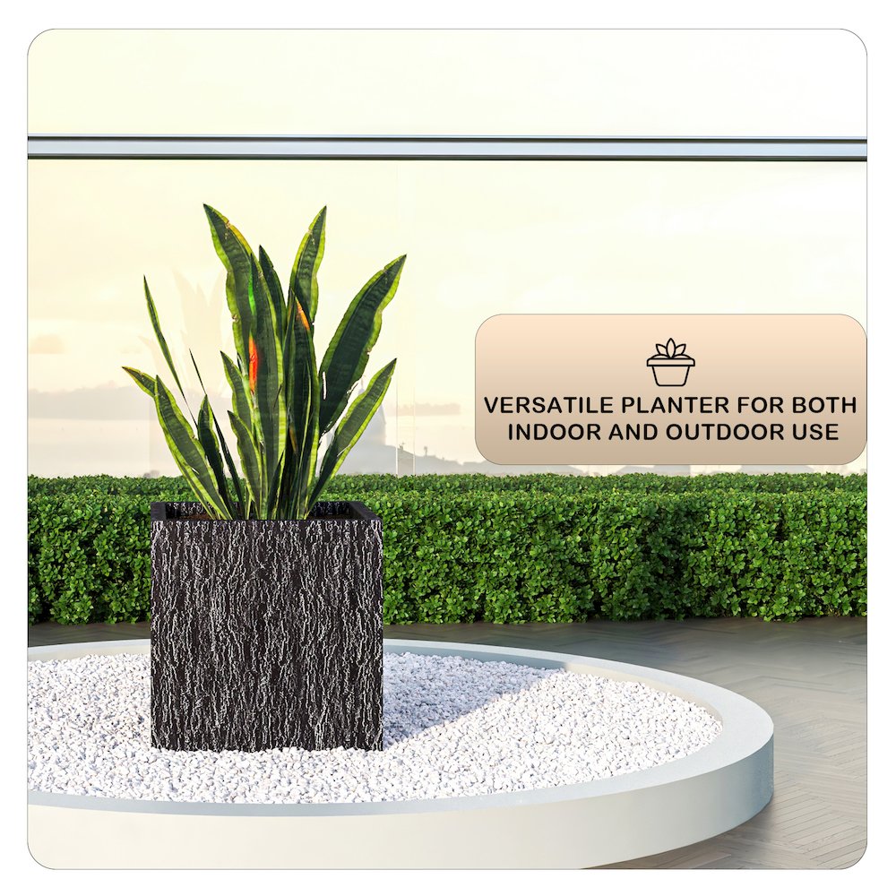 Verdura Series Cubic Poly Stone Planter in Dotted Blck 21.7 Cube