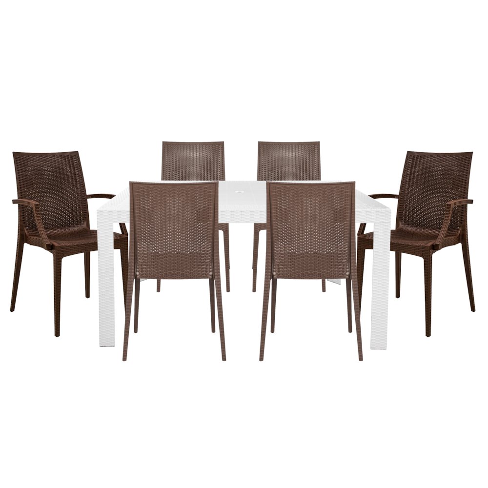 Mace Mid-Century 7-Piece Rectangular Outdoor Dining Set