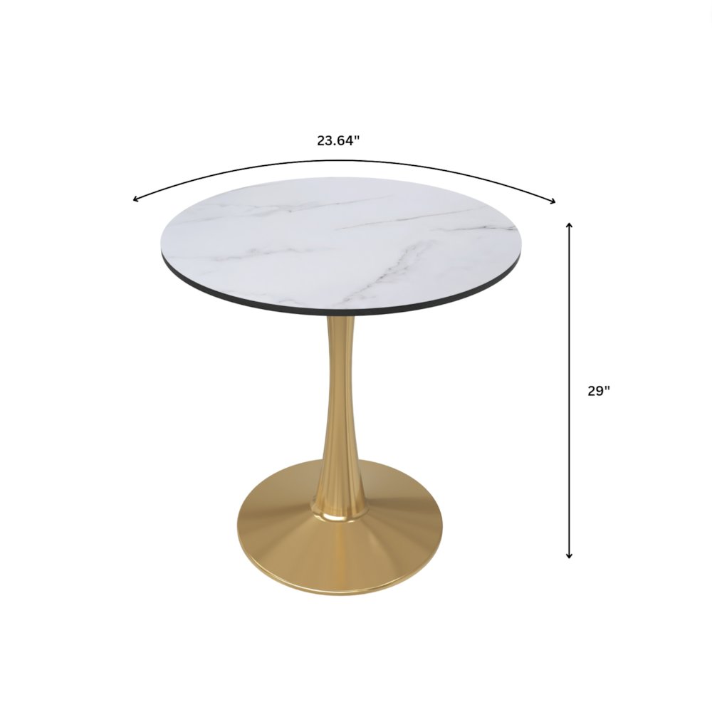 Bristol 24" round dining table Gold Base With White Top