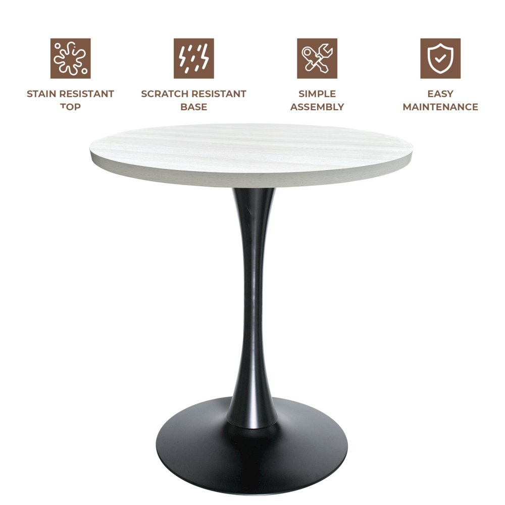 Bristol Dining table, Black Base with 27 Round Light Natural MDF top