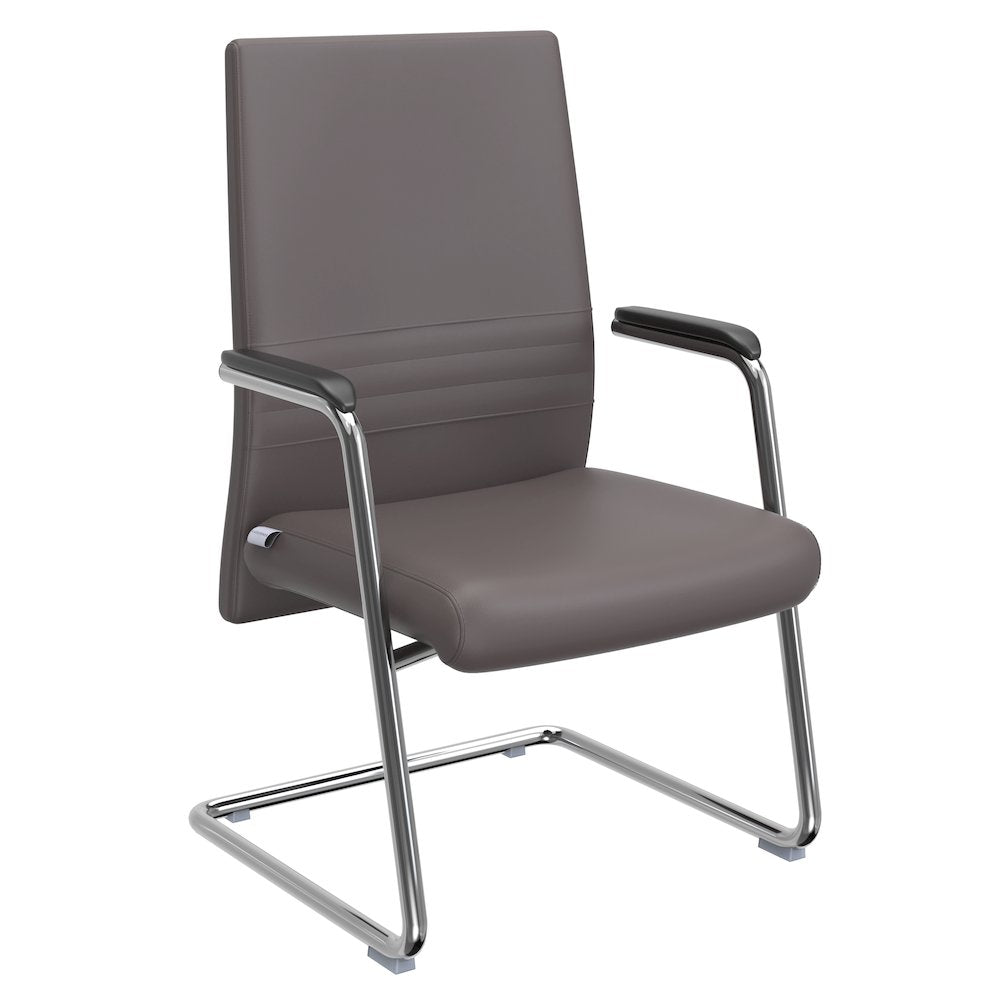 Aleen Series Guest Office Chair In Grey Leather