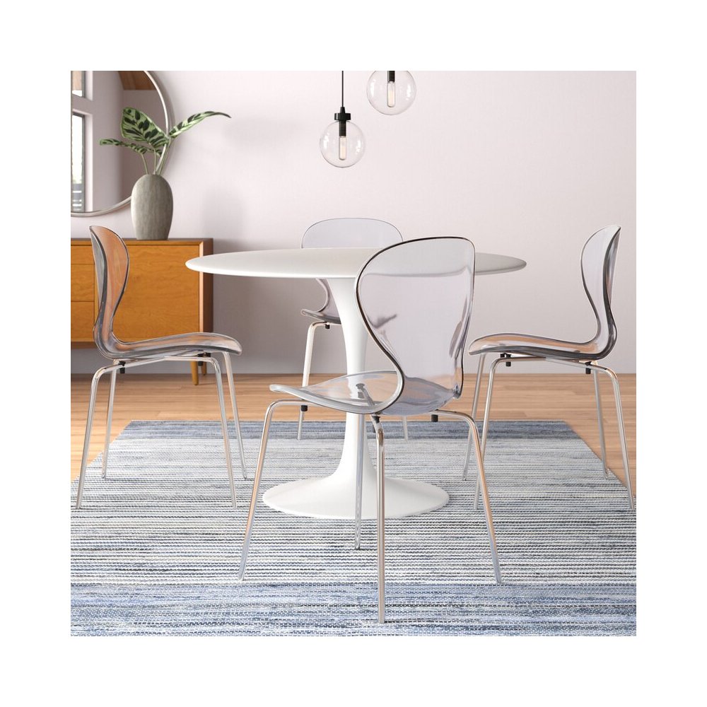 Modern Oyster Transparent Side Chair, Set of 4