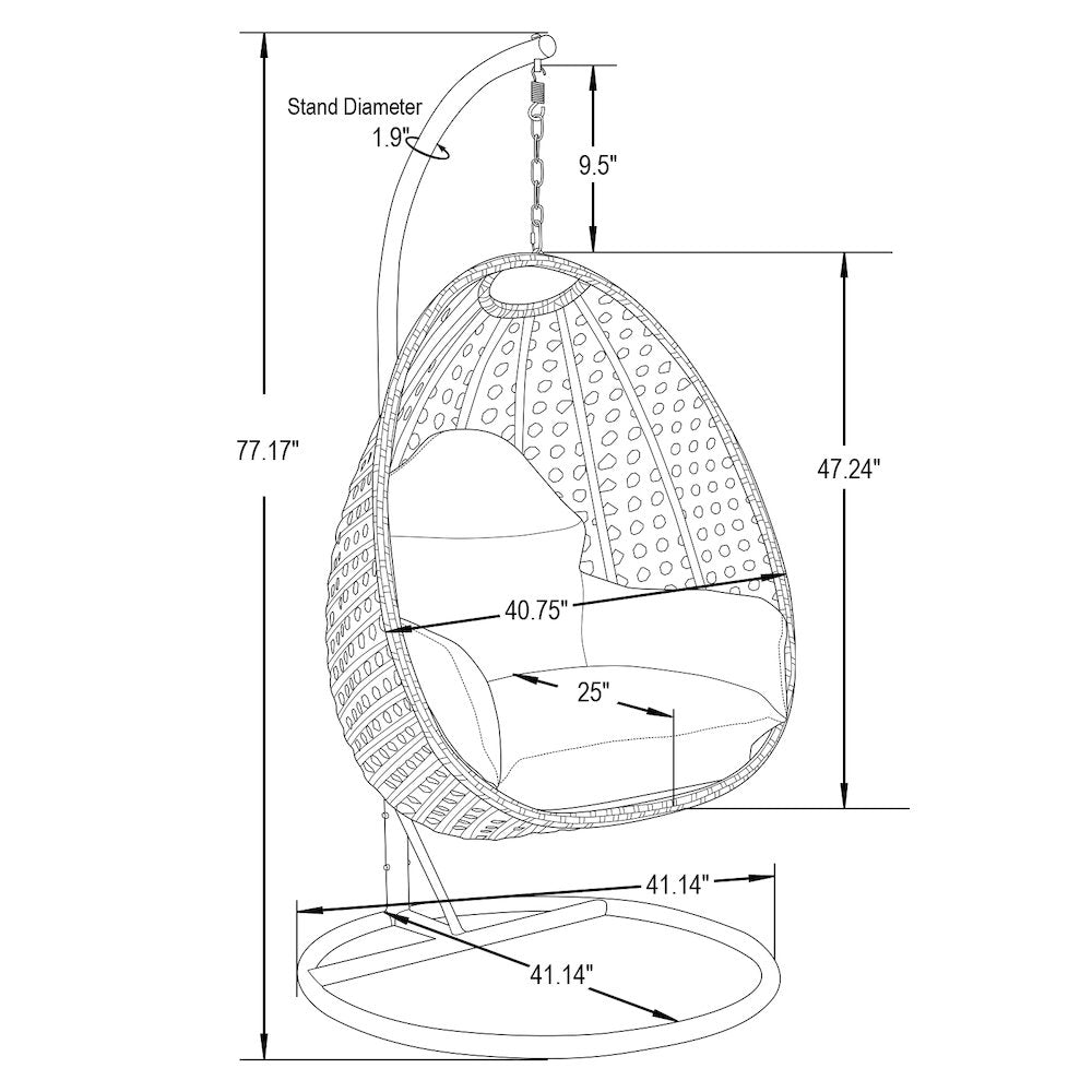 Beige Wicker Hanging Egg Swing Chair