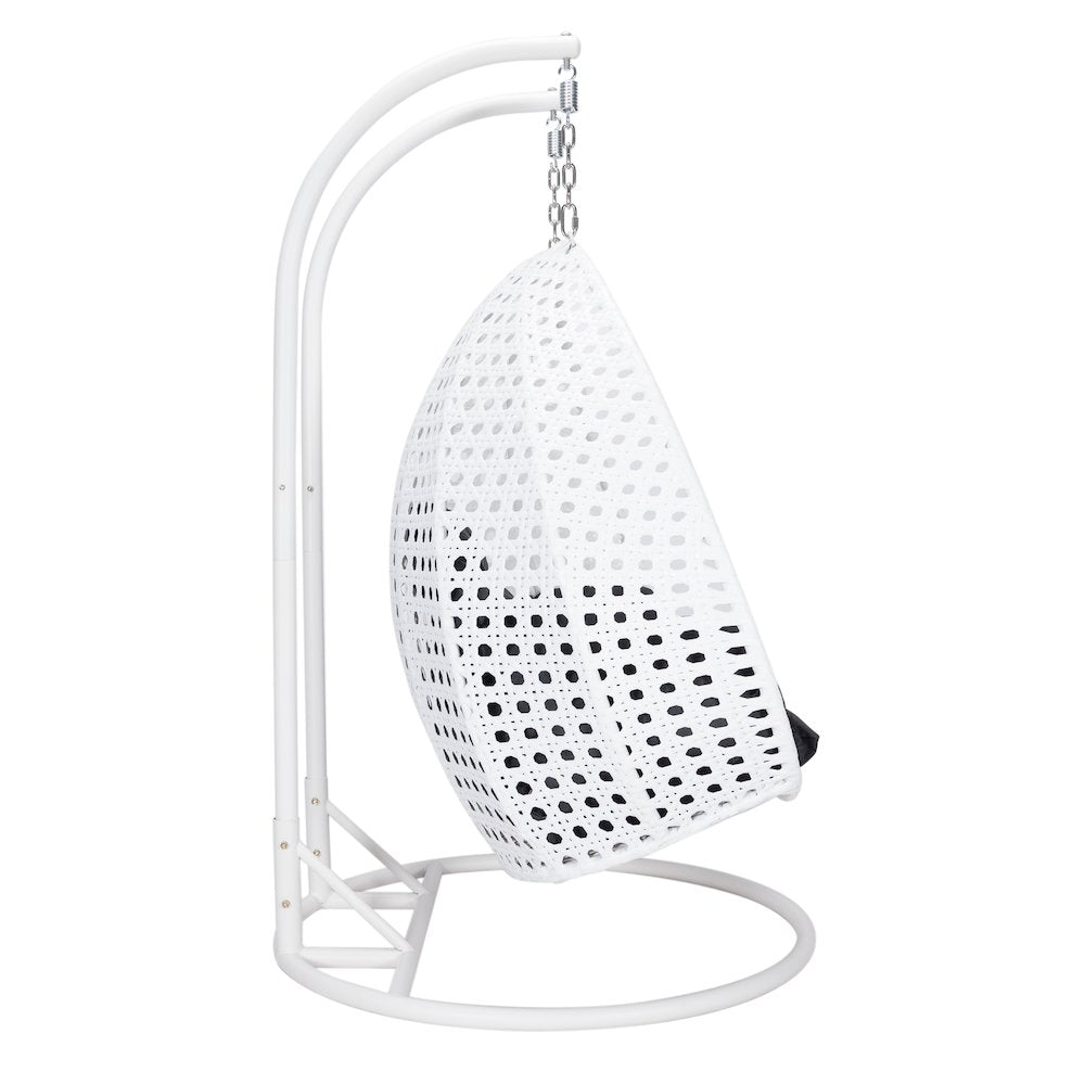 White Wicker Hanging 2 person Egg Swing Chair