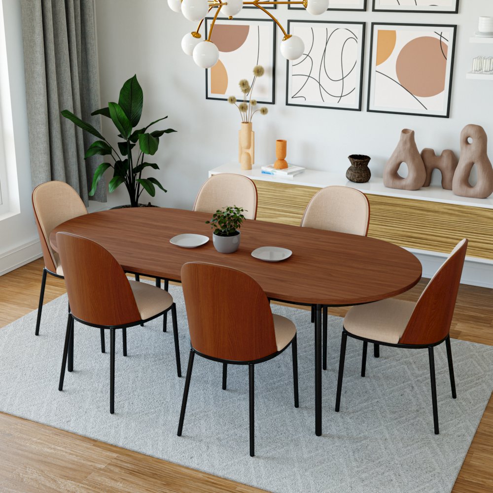 Tule Mid-Century Modern Dining Side Chair Set of 4