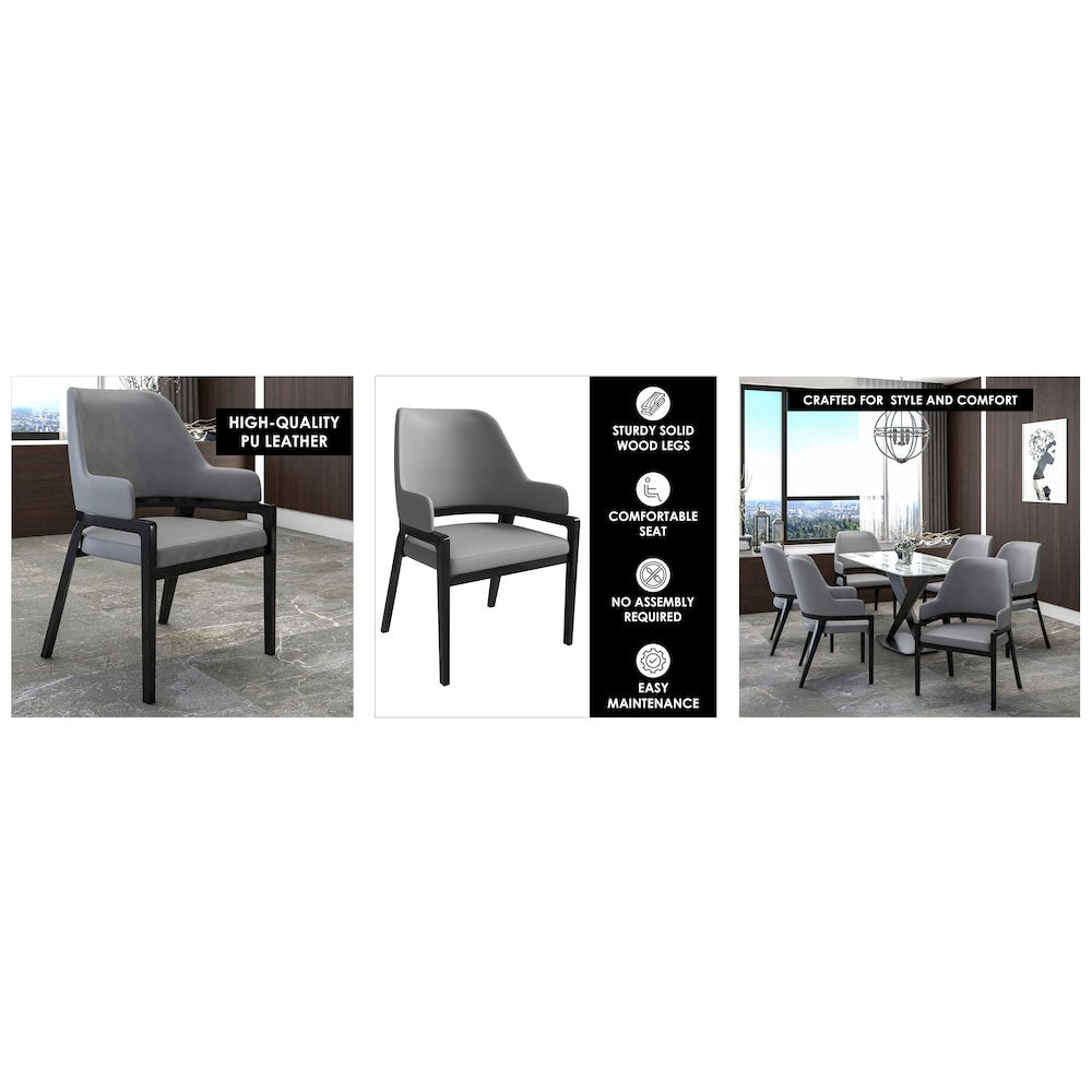 Ethora Collection Modern Wooden Dining Chair in Grey