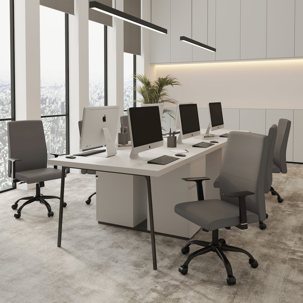 Evander Series Office Guest Chair in Grey Leather