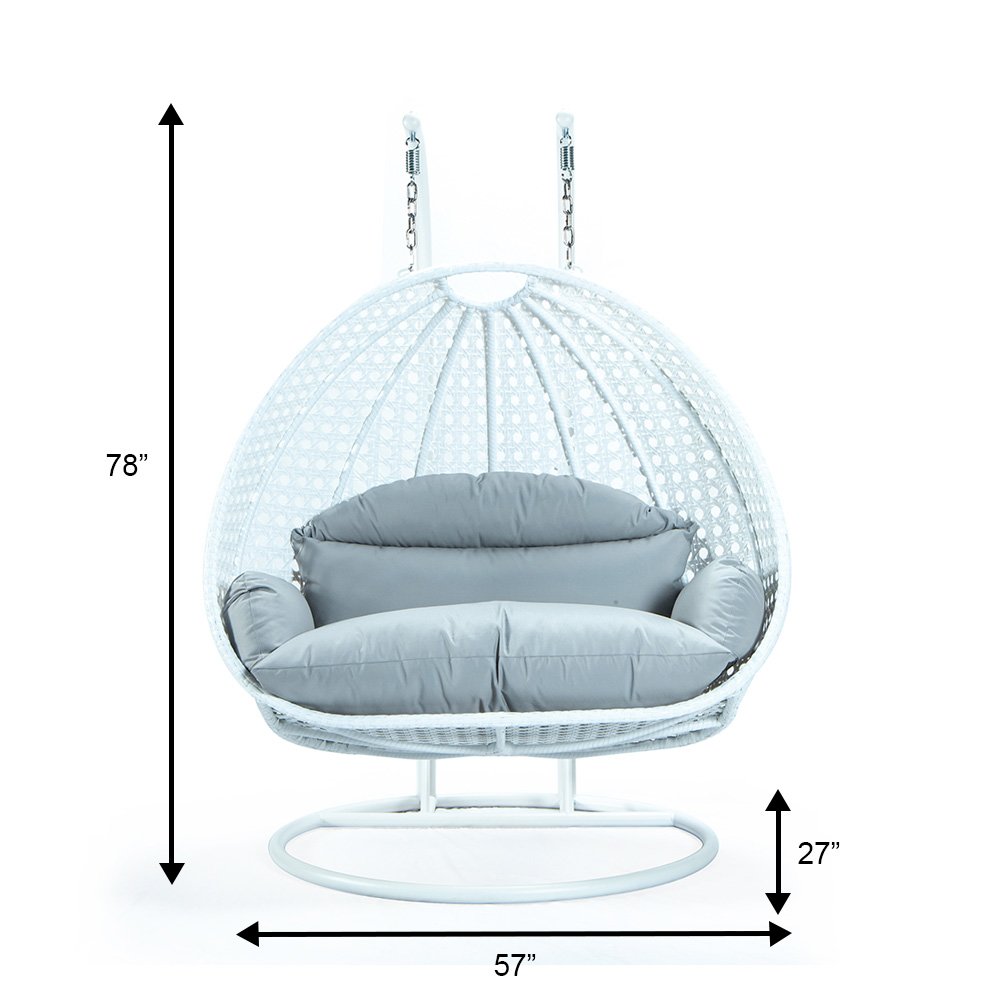 White Wicker Hanging 2 person Egg Swing Chair