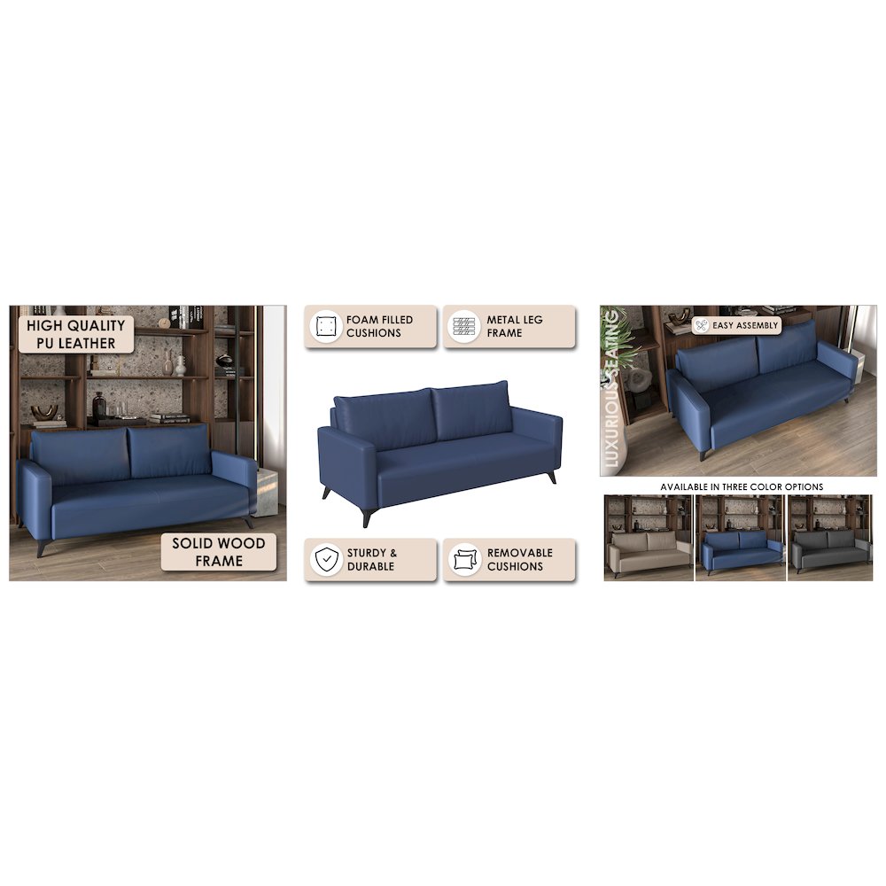 Inno Collection Three Seater Sofa In Dark Blue