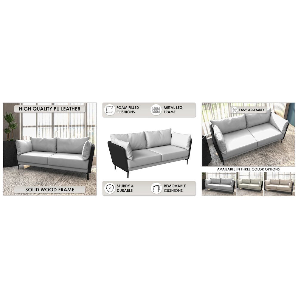 Luxify Collection Three Seater Sofa in Black/Grey