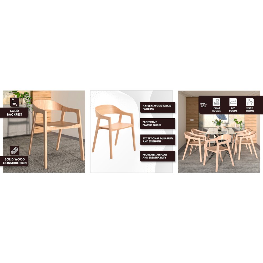 Rivo Collection Elegant Dining Chair in Natural Wood