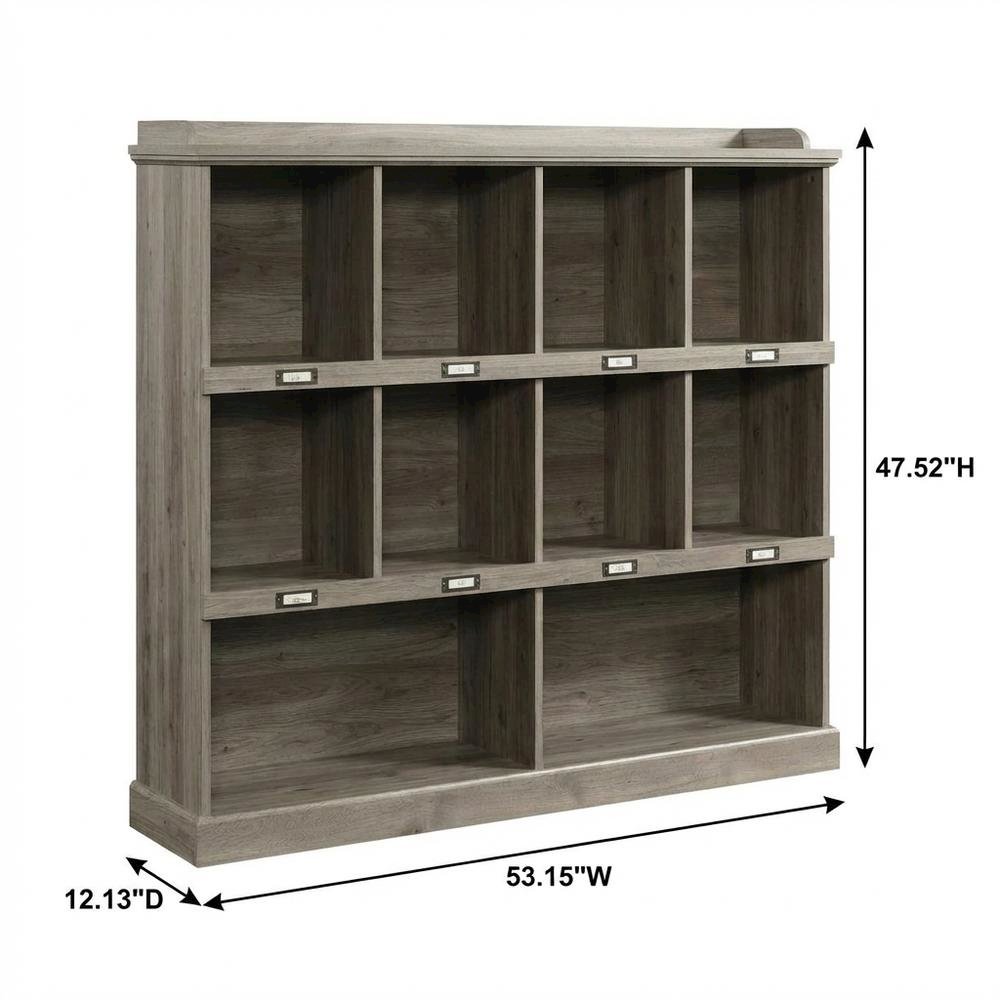 Salt oak finish bookcase with modern farmhouse and industrial style, rectangle