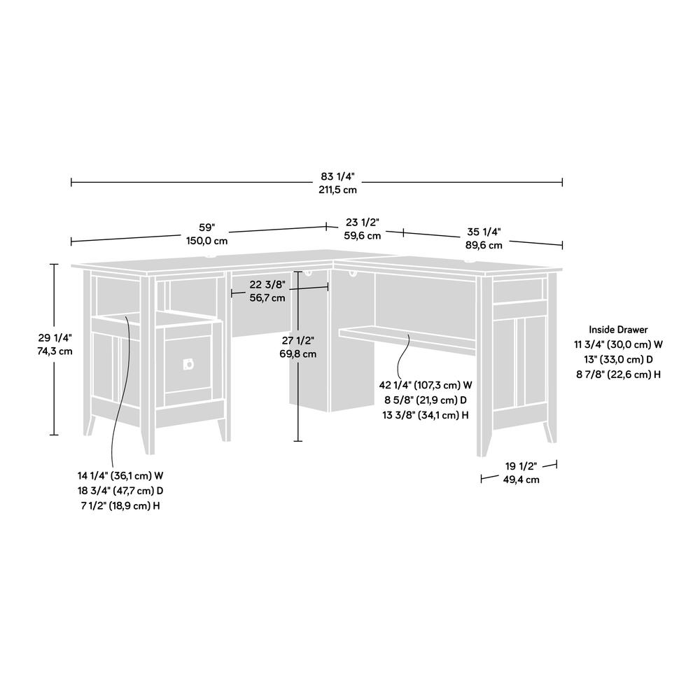 August Hill L Desk, Mystic Oak finish