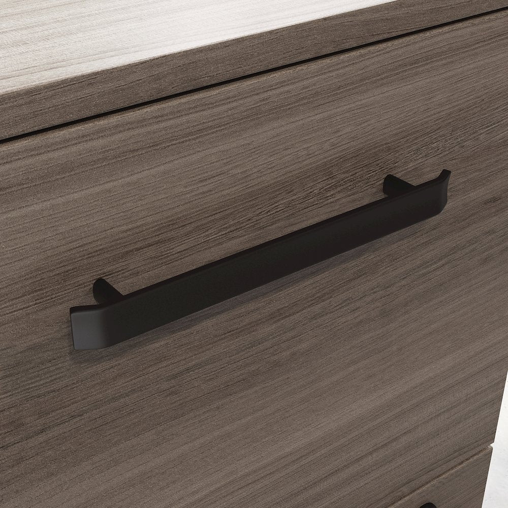 Affirm 72" Bow Desk 2 Drawer Pedestal Ste, Hudson Elm Finish
