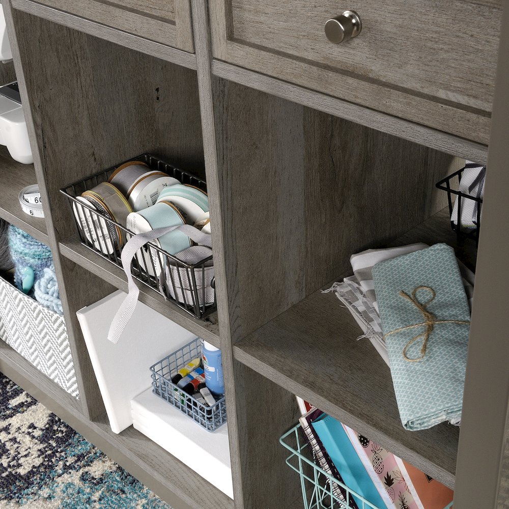 Durable Craft Work Table with Storage/Pantry cabinets, Mystic Oak Finish