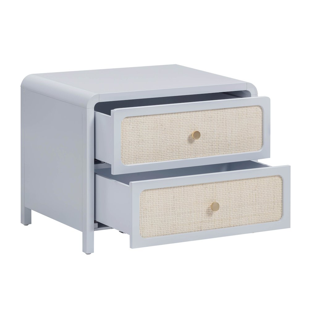 Patty Pastel Blue Rattan 2 Drawer Nightstand