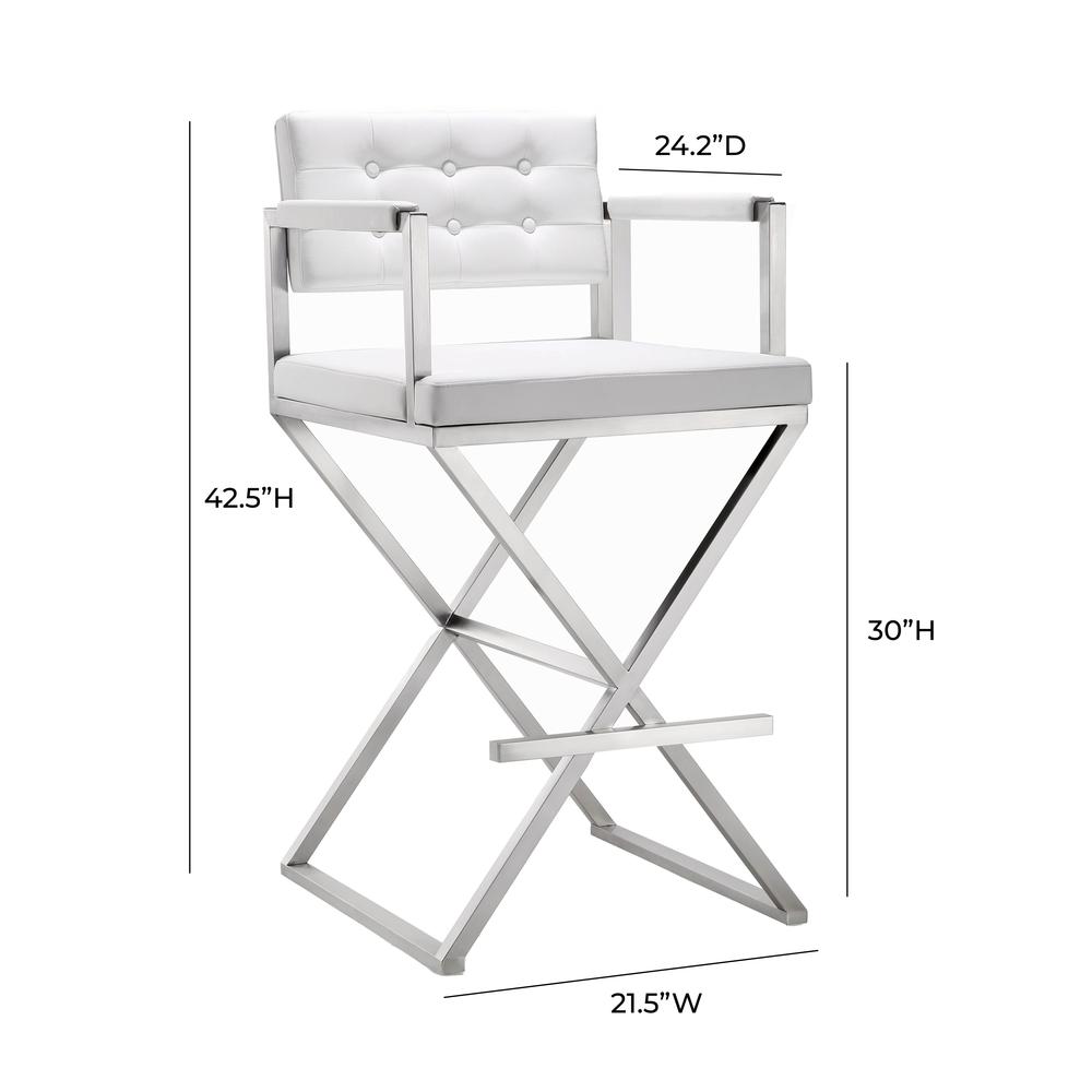 Director White Steel Barstool