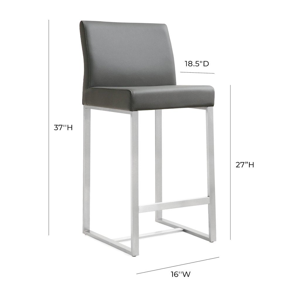 Denmark Grey Stainless Steel Counter Stool - Set of 2