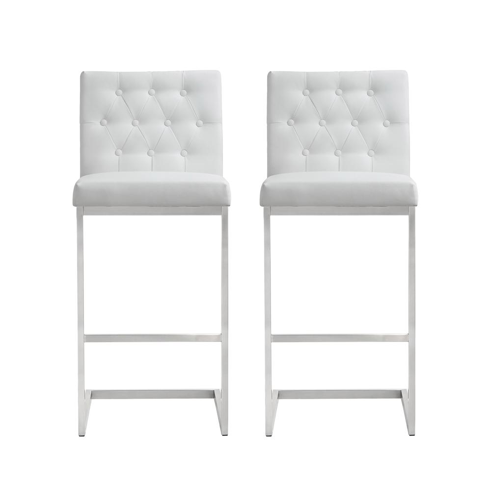 Helsinki White Stainless Steel Barstool - Set of 2