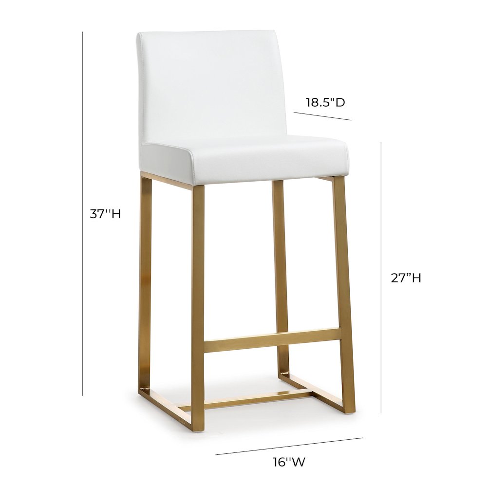 Denmark White Gold Steel Counter Stool - Set of 2