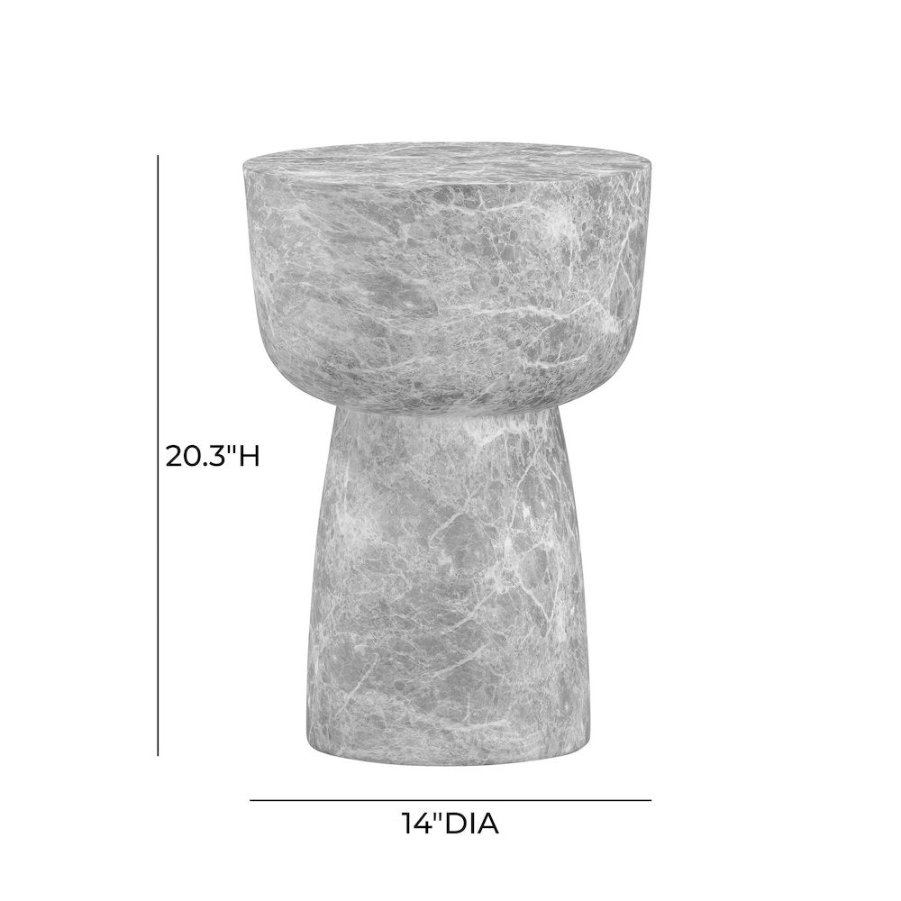 Charra Grey Faux Marble Indoor/Outdoor Side Table