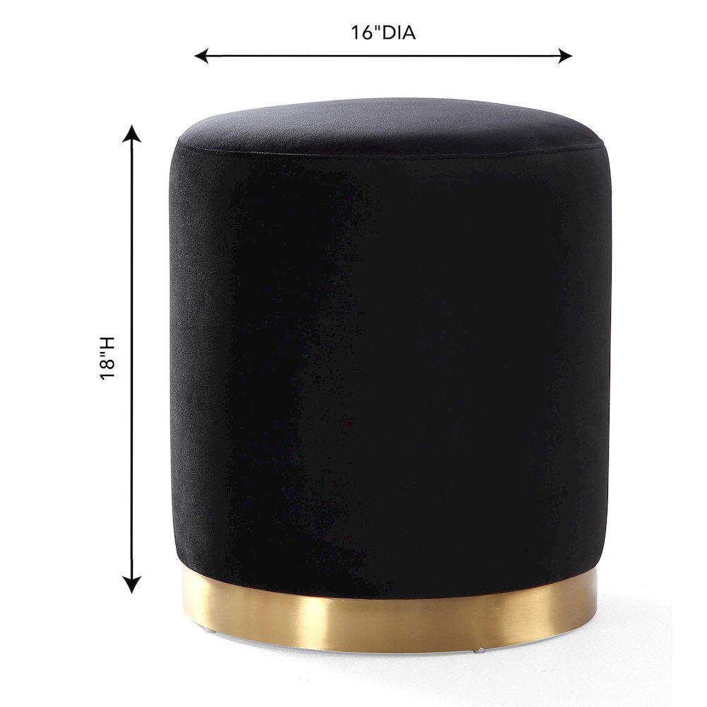 Opal Black Velvet Ottoman -Gold Base