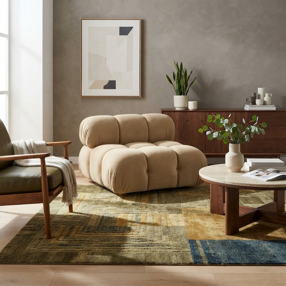 Starlight Canyon Home Velvet Modular Armless Lounge Chair, Cafe Au Lait