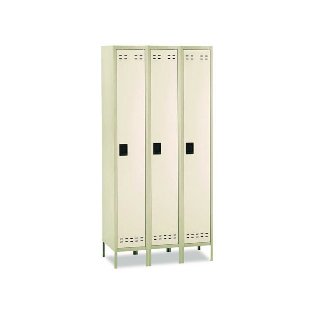 Single-Tier, Three-Column Locker, 36w x 18d x 78h, Two-Tone Tan