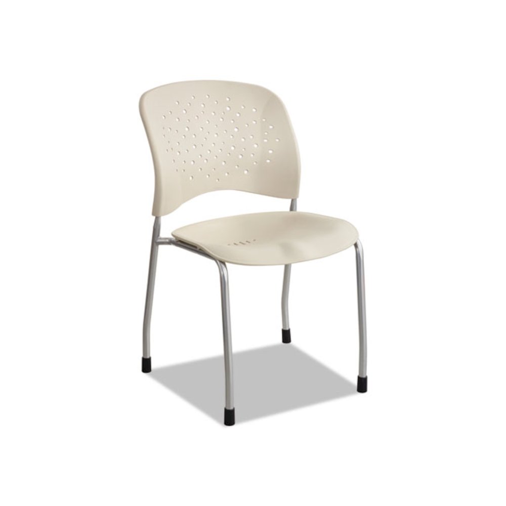 Reve Guest Chair with Straight Legs, 19" x 24.5" x 33.5", Latte Seat, Latte Back, Silver Base, 2/Carton