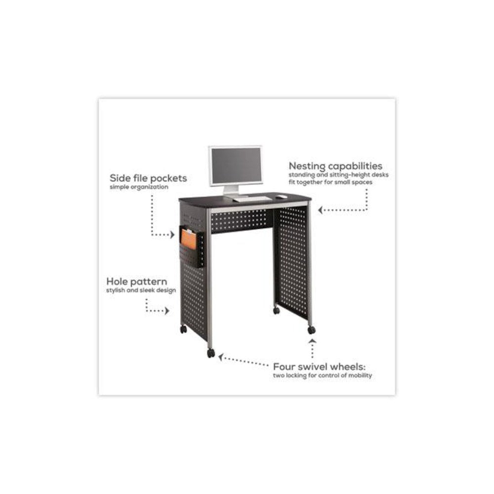 Scoot Stand-Up Desk, 39.5" x 23.25" x 41.75" to 42", Black