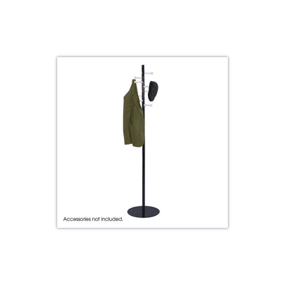 Spiral Nail Head Coat Rack, Eight Nail-Head Hooks, 15w x 15d x 67h, Black/Silver