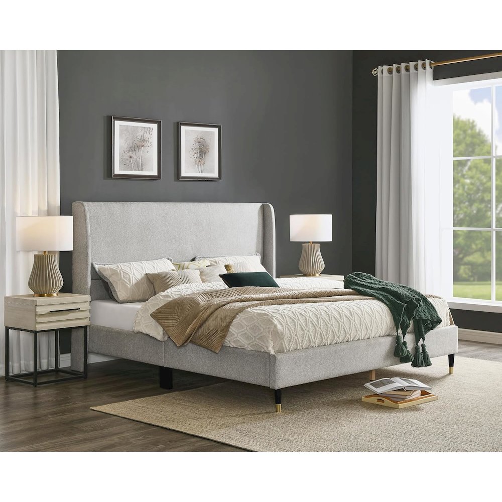 Rozitta Upholstered Wingback Platform Bed, Queen