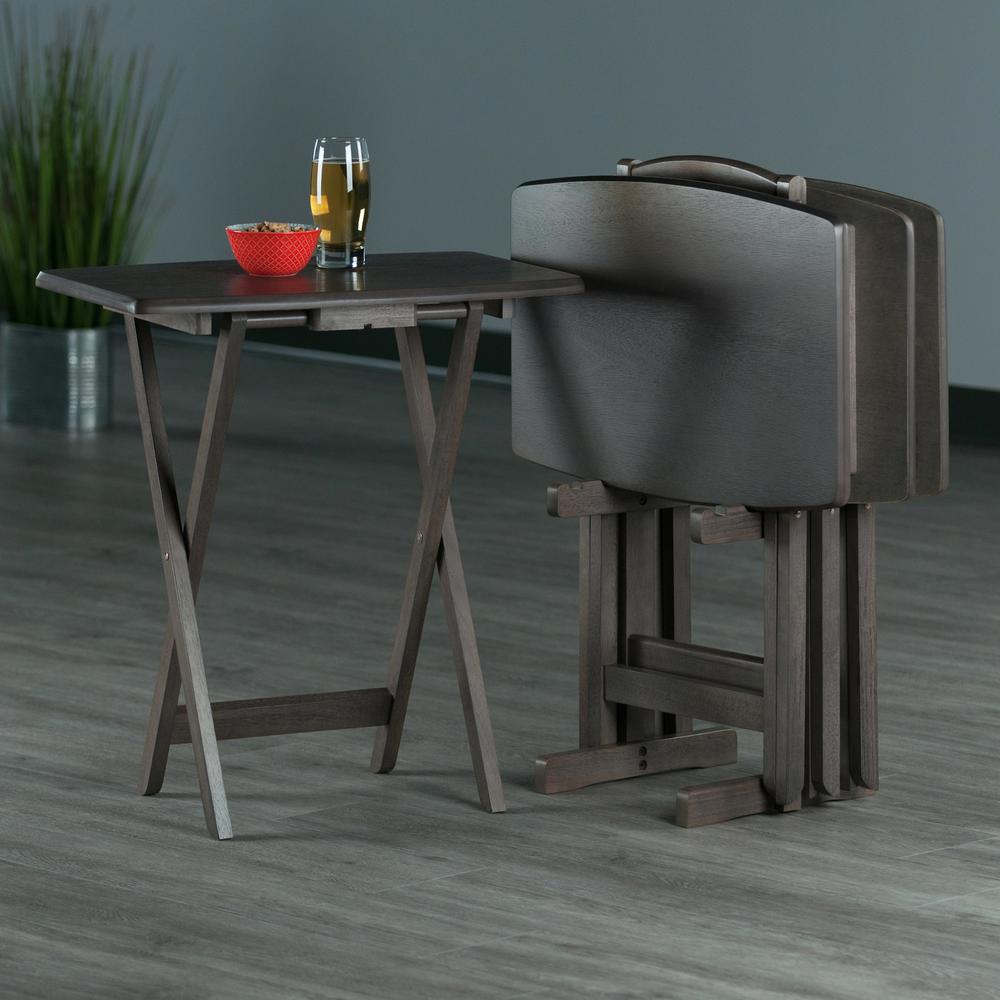 Dorian 5pc Oversized Snack Table Set, Oyster Finish