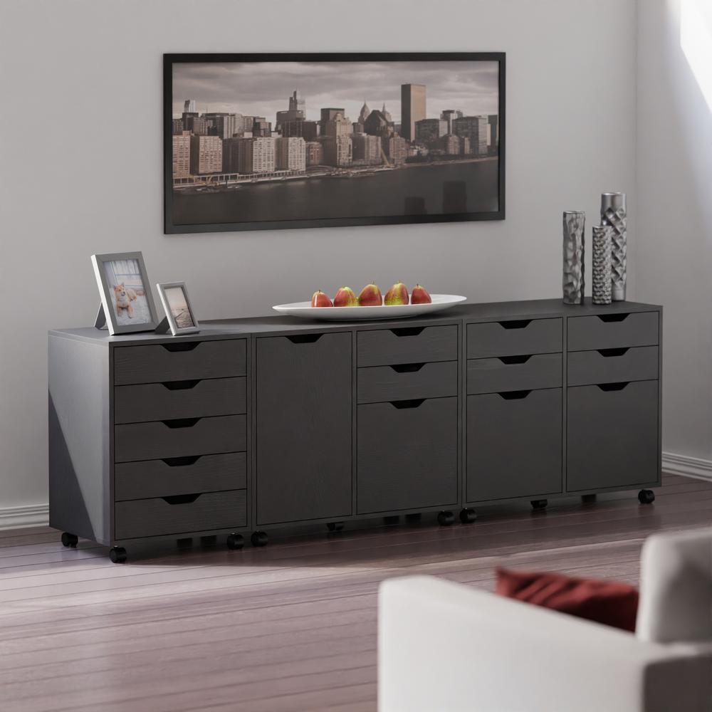 Halifax 3-Pc Cabinet Set with File Drawer, Black