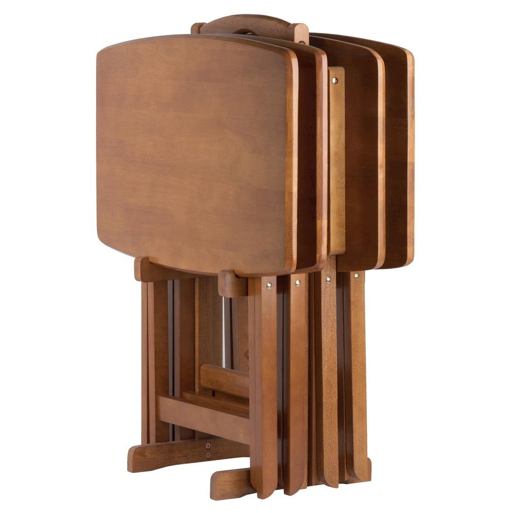 Teak Oversized Snack Tables – Sturdy Wooden TV Trays with Stand
