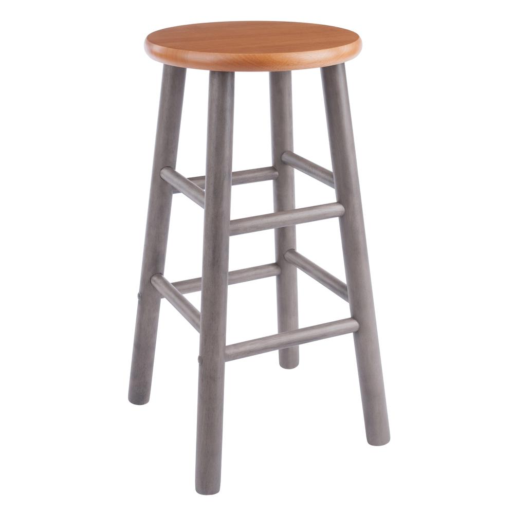 Huxton 2-Pc Counter Stools, 24", Gray & Teak