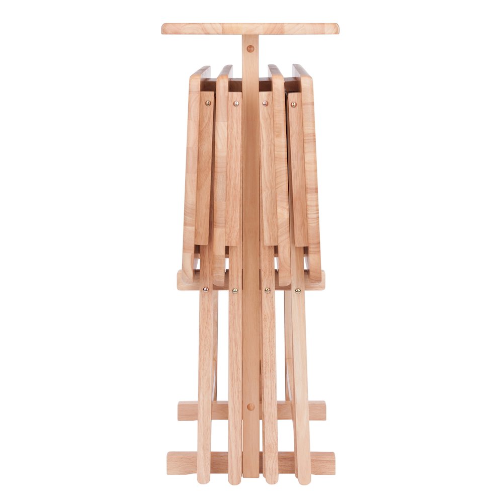 Riley 5-Pc Set Snack Table, Natural Finish