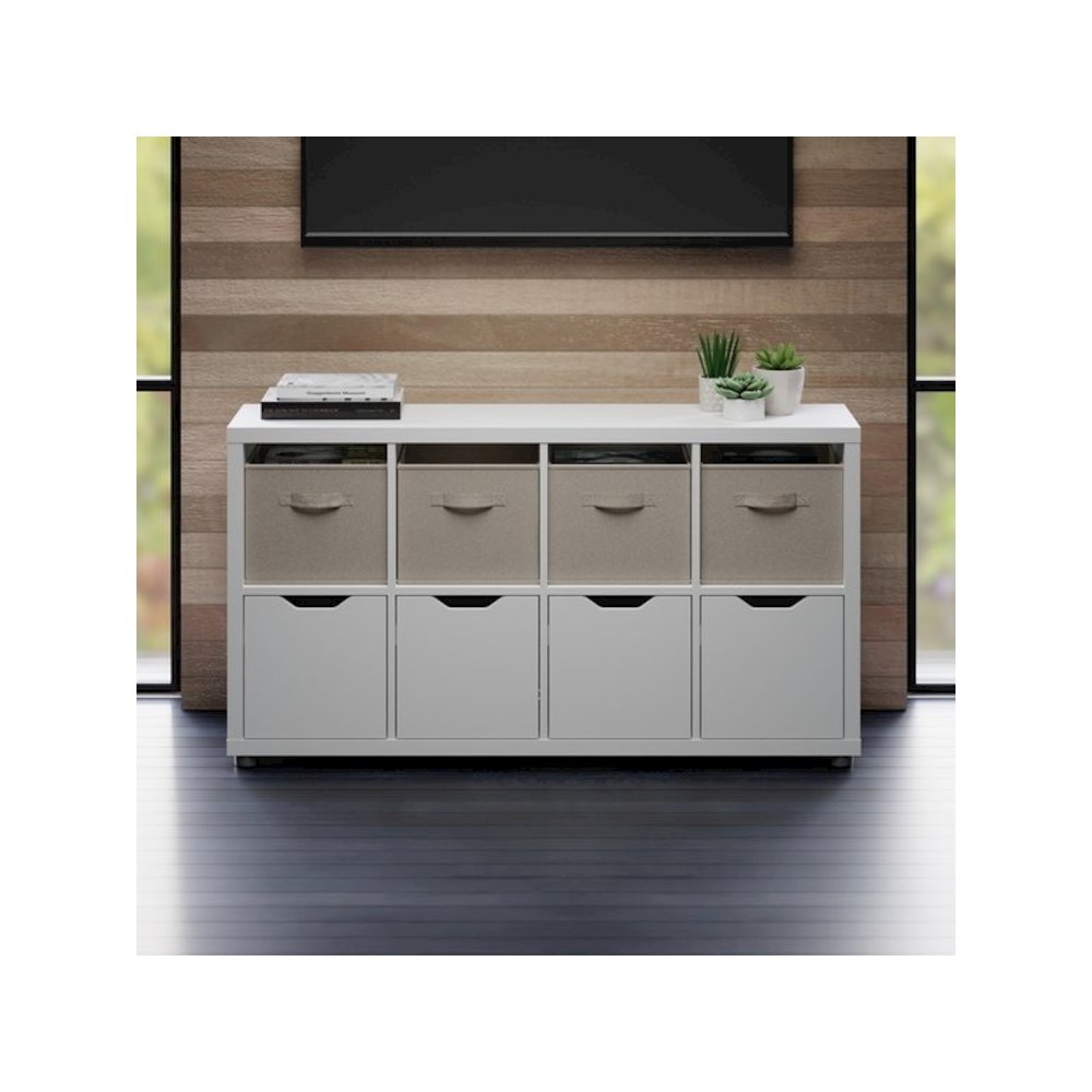 Julia 2x4 Storage 5-Pc Cabinet Set, Beige & White