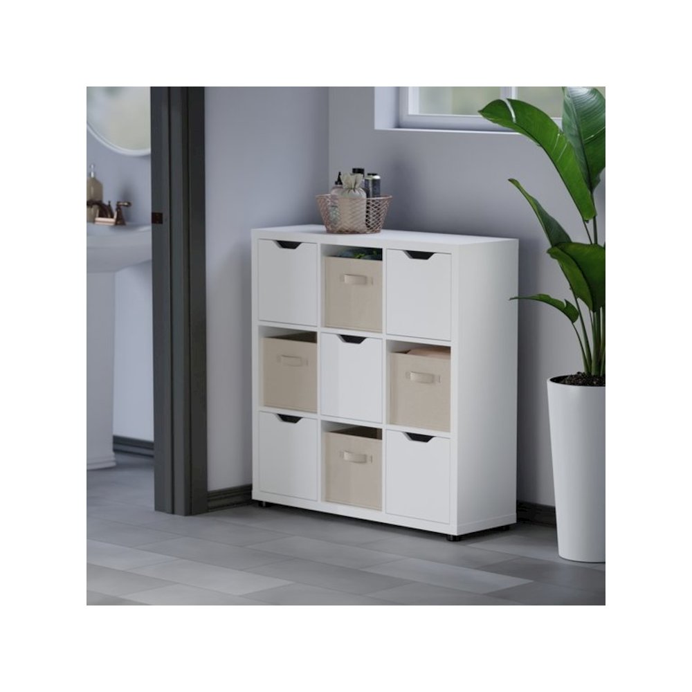 Julia 3x3 Storage 5-Pc Cabinet Set, Beige & White
