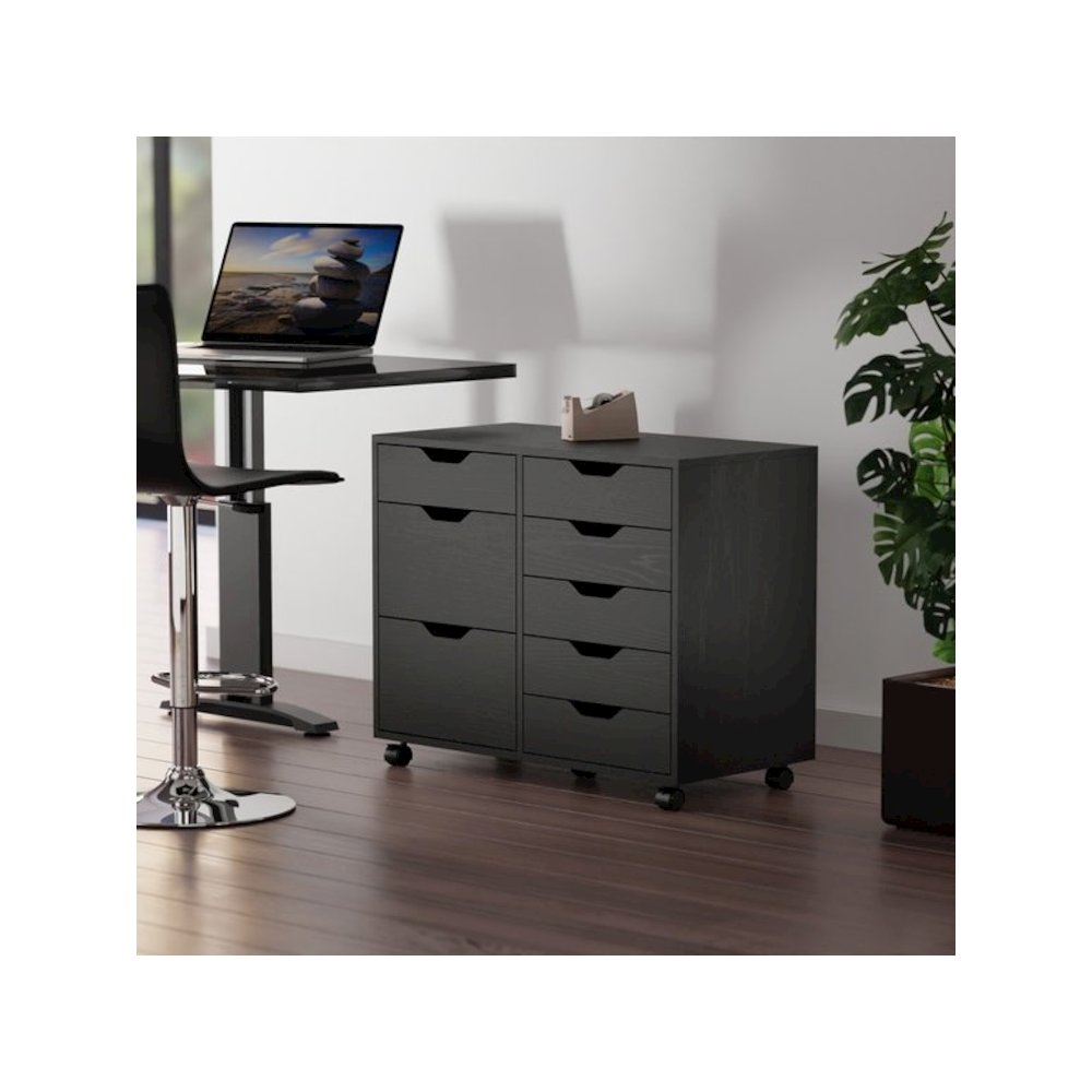 Halifax 6-Drawer Multi-Storage Mobile Cabinet, Black