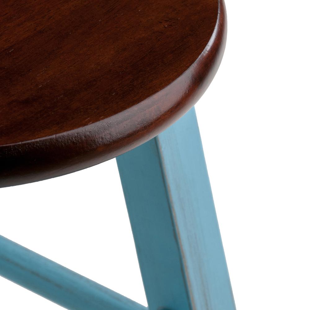 Ivy 29" Bar Stool Rustic Light Blue w/ Walnut Seat